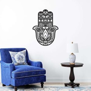 Personalized Hamsa Hand Evil Eyes Hand of Fatima V3 Yoga Studio Home Decor Custom Metal Sign 4