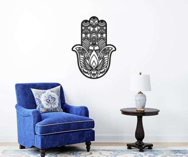 Personalized Hamsa Hand Evil Eyes Hand of Fatima V3 Yoga Studio Home Decor Custom Metal Sign