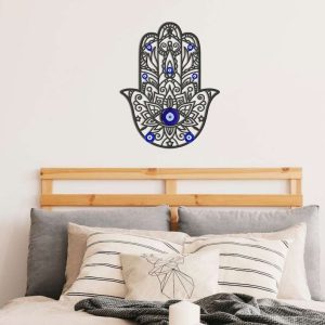 Personalized Hamsa Hand Evil Eyes Hand of Fatima V5 Yoga Studio Home Decor Custom Metal Sign 3