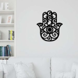 Personalized Hamsa Hand Evil Eyes Hand of Fatima V6 Yoga Studio Home Decor Custom Metal Sign