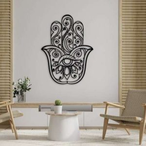 Personalized Hamsa Hand Evil Eyes Hand of Fatima V7 Yoga Studio Home Decor Custom Metal Sign