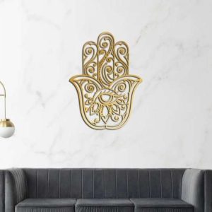 Personalized Hamsa Hand Evil Eyes Hand of Fatima V7 Yoga Studio Home Decor Custom Metal Sign