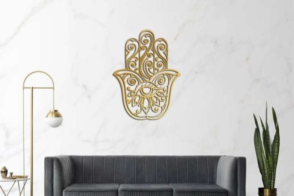 Personalized Hamsa Hand Evil Eyes Hand of Fatima V7 Yoga Studio Home Decor Custom Metal Sign