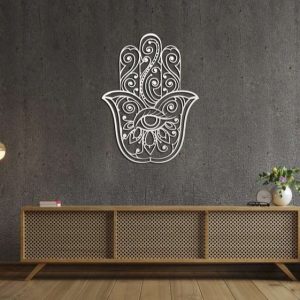 Personalized Hamsa Hand Evil Eyes Hand of Fatima V7 Yoga Studio Home Decor Custom Metal Sign 3