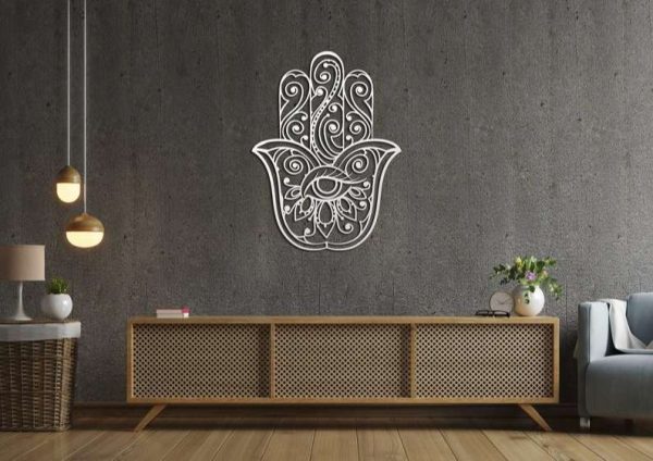 Personalized Hamsa Hand Evil Eyes Hand of Fatima V7 Yoga Studio Home Decor Custom Metal Sign