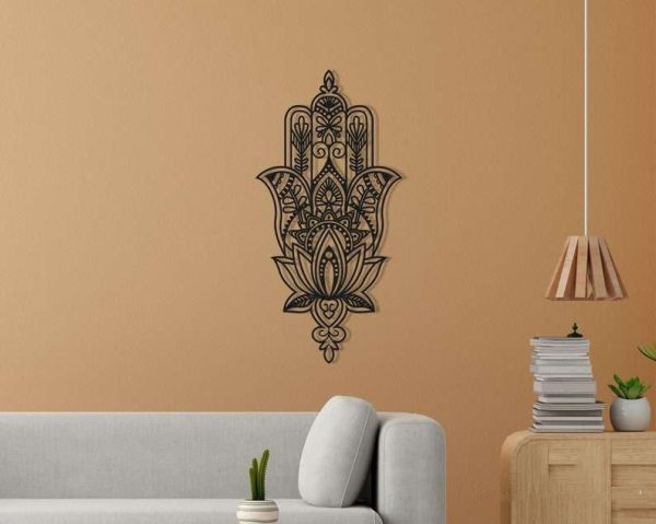 Personalized Hamsa Hand Evil Eyes Hand of Fatima V8 Yoga Studio Home Decor Custom Metal Sign