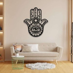 Personalized Hamsa Hand Evil Eyes Hand of Fatima V9 Yoga Studio Home Decor Custom Metal Sign 2