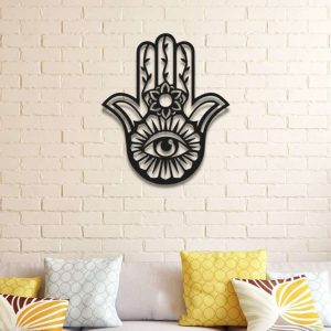 Personalized Hamsa Hand Evil Eyes Hand of Fatima V9 Yoga Studio Home Decor Custom Metal Sign 3