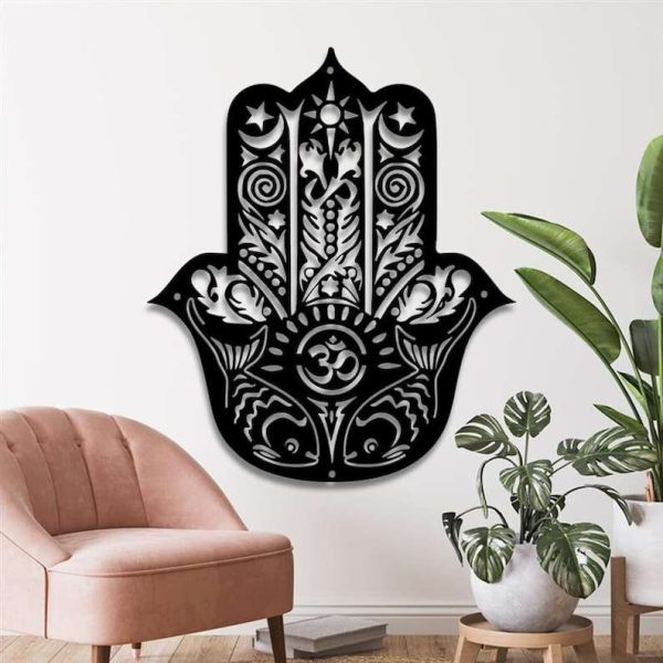 Personalized Hamsa Hand Spiritual Gift Hand of Fatima Yoga Studio Home Decor Custom Metal Sign