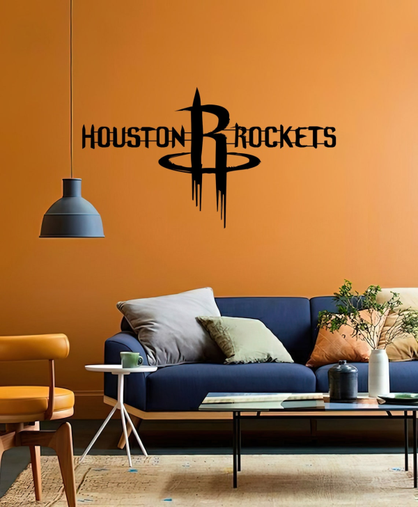 Personalized Houston Rockets Logo Sign NBA Basketball Wall Decor Gift for Fan Custom Metal Sign