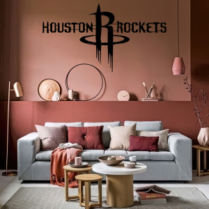 Personalized Houston Rockets Logo Sign NBA Basketball Wall Decor Gift for Fan Custom Metal Sign 3