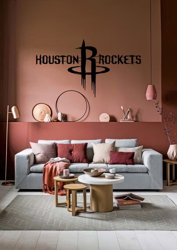 Personalized Houston Rockets Logo Sign NBA Basketball Wall Decor Gift for Fan Custom Metal Sign