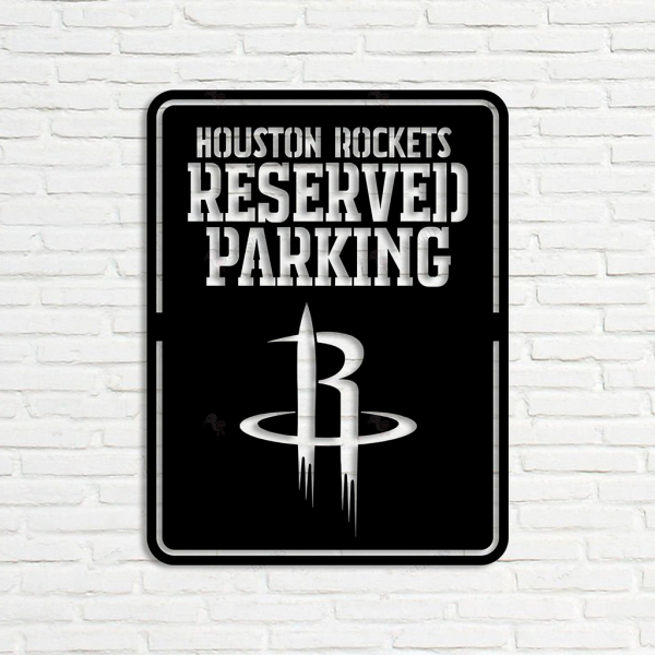 Personalized Houston Rockets Reserved Parking Sign NBA Basketball Wall Decor Gift for Fan Custom Metal Sign