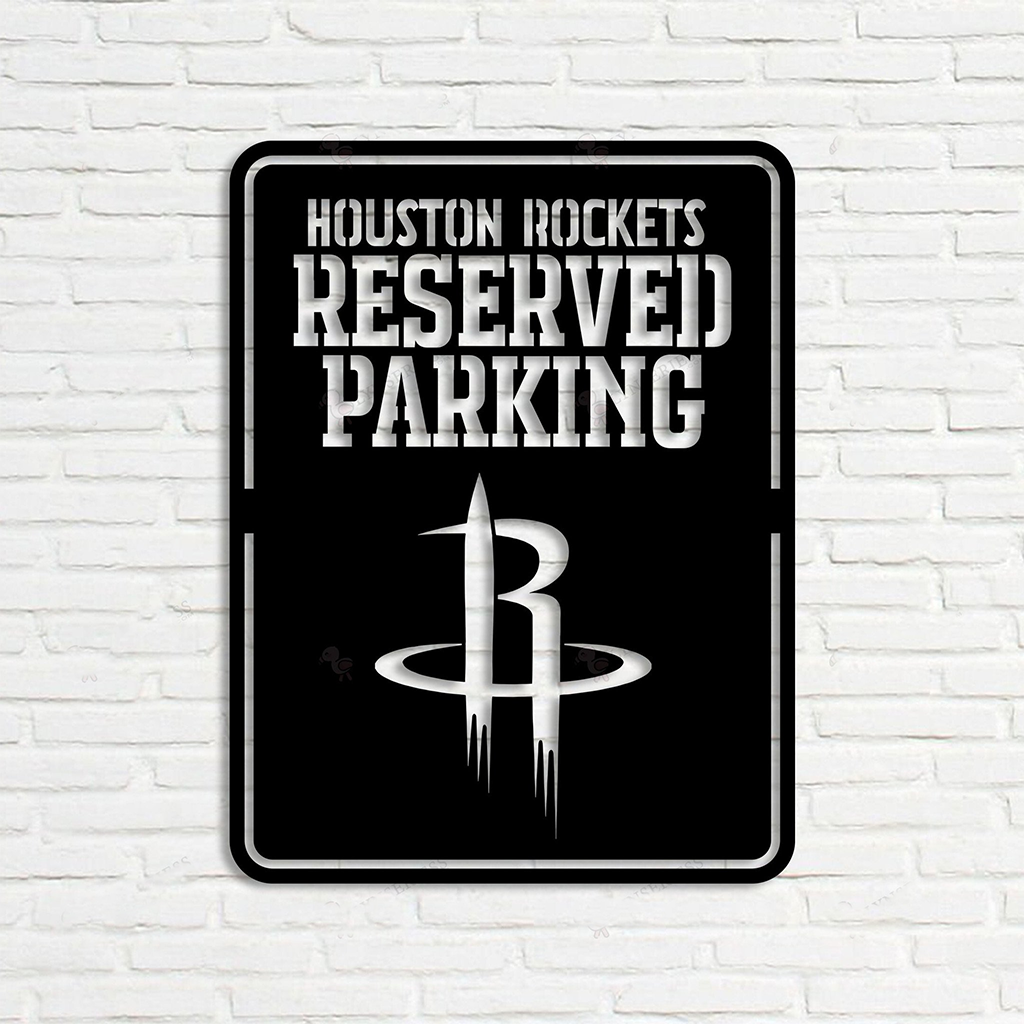Personalized Houston Rockets Reserved Parking Sign NBA Basketball Wall Decor Gift for Fan Custom Metal Sign 1