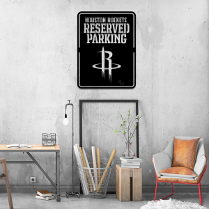 Personalized Houston Rockets Reserved Parking Sign NBA Basketball Wall Decor Gift for Fan Custom Metal Sign 3