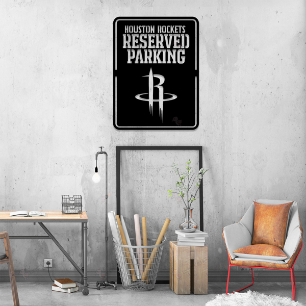 Personalized Houston Rockets Reserved Parking Sign NBA Basketball Wall Decor Gift for Fan Custom Metal Sign