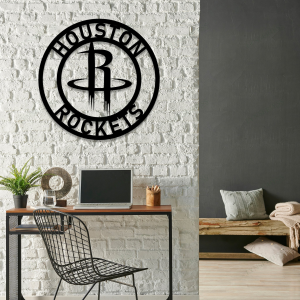 Personalized Houston Rockets Sign V1 NBA Basketball Wall Decor Gift for Fan Custom Metal Sign 2