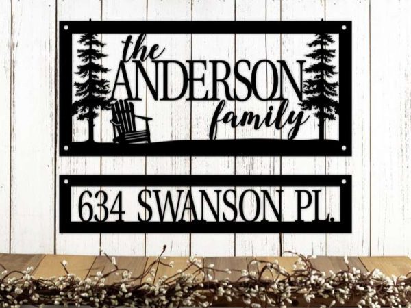 Personalized Lake Address Sign Set of 2 Lakehouse Beach House Home Decor Custom Metal Sign