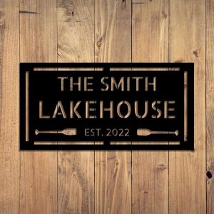 Personalized Lake House Boating Sign Lakehouse Beach House Home Decor Custom Metal Sign