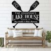 Personalized Lake House Custom Family Name and Address Sign Stay Awhile and Make Memories Lake Home Decor Custom Metal Sign 1