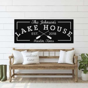 Personalized Lake House Lake Life Sign Lakehouse Beach House Home Decor Custom Metal Sign