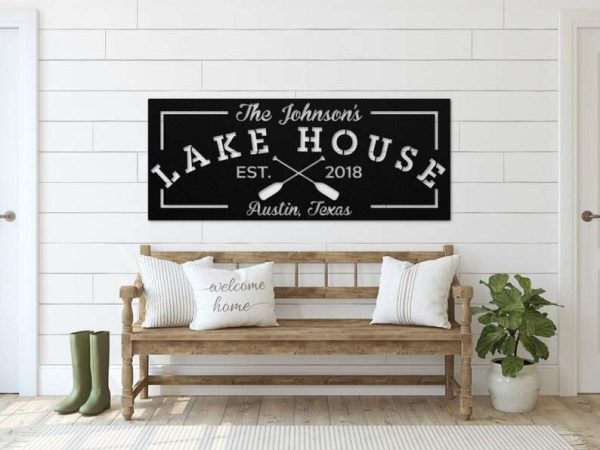 Personalized Lake House Lake Life Sign Lakehouse Beach House Home Decor Custom Metal Sign