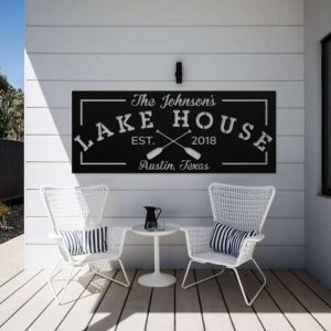 Personalized Lake House Lake Life Sign Lakehouse Beach House Home Decor Custom Metal Sign 2