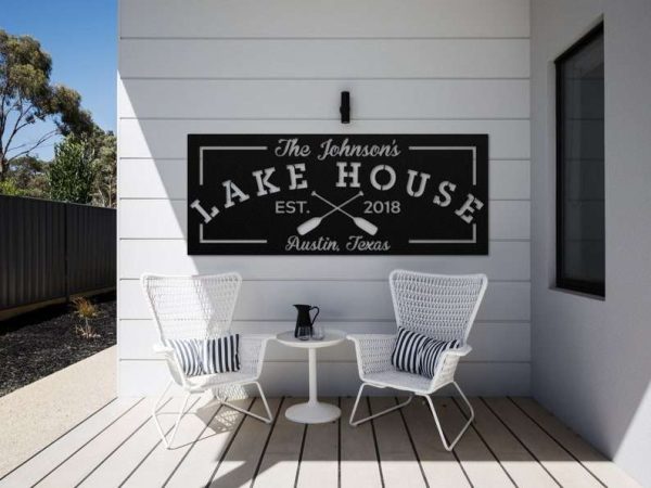 Personalized Lake House Lake Life Sign Lakehouse Beach House Home Decor Custom Metal Sign