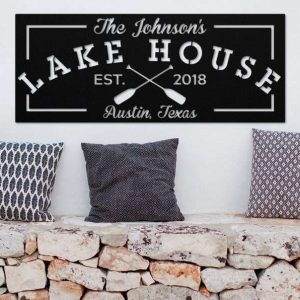 Personalized Lake House Lake Life Sign Lakehouse Beach House Home Decor Custom Metal Sign 4