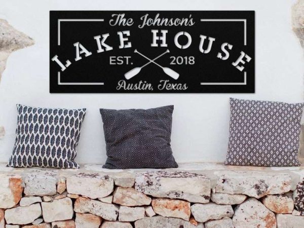 Personalized Lake House Lake Life Sign Lakehouse Beach House Home Decor Custom Metal Sign