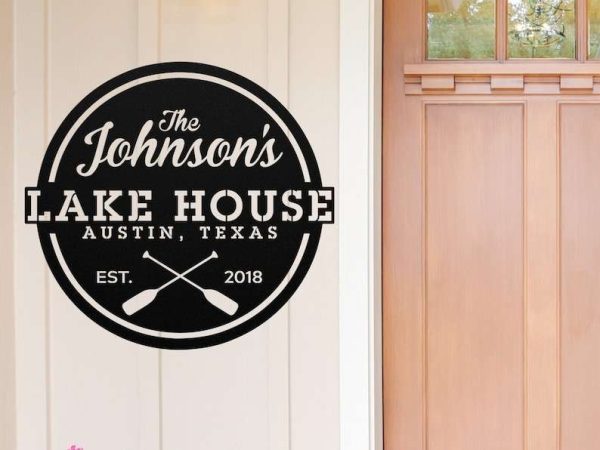 Personalized Lake House Paddle Sign Lakehouse Beach House Home Decor Custom Metal Sign