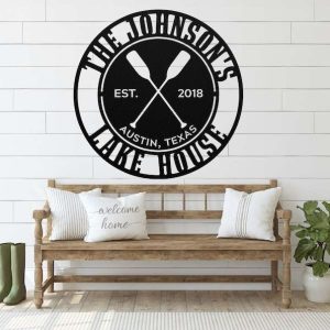 Personalized Lake House Paddle Sign Lakehouse Beach House Home Decor Custom Metal Sign 1