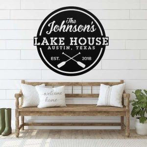 Personalized Lake House Paddle Sign Lakehouse Beach House Home Decor Custom Metal Sign