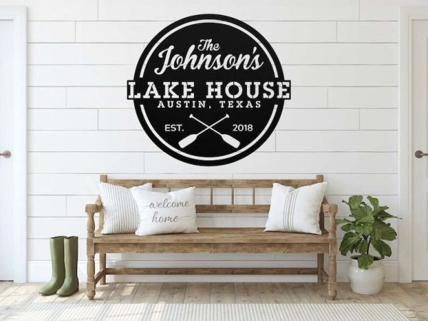 Personalized Lake House Paddle Sign Lakehouse Beach House Home Decor Custom Metal Sign