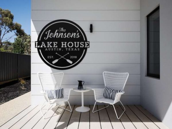 Personalized Lake House Paddle Sign Lakehouse Beach House Home Decor Custom Metal Sign