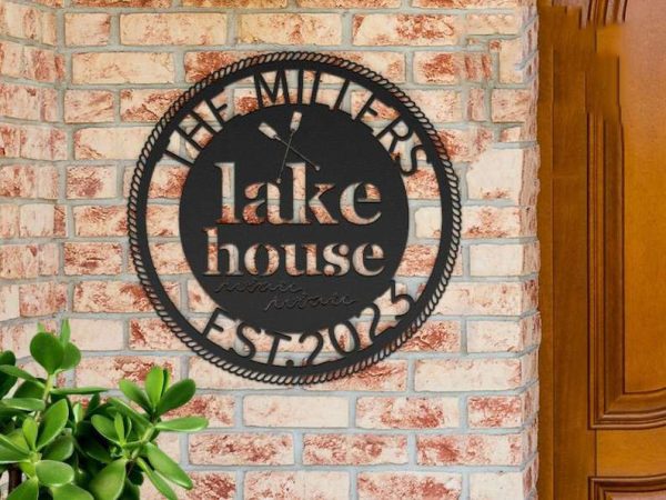 Personalized Lake House Sign Lakehouse Beach House Home Decor Custom Metal Sign