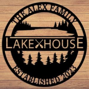 Personalized Lake House Sign Lakehouse Beach House Home Decor Custom Metal Sign 1