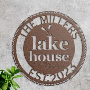 Personalized Lake House Sign Lakehouse Beach House Home Decor Custom Metal Sign 2 1