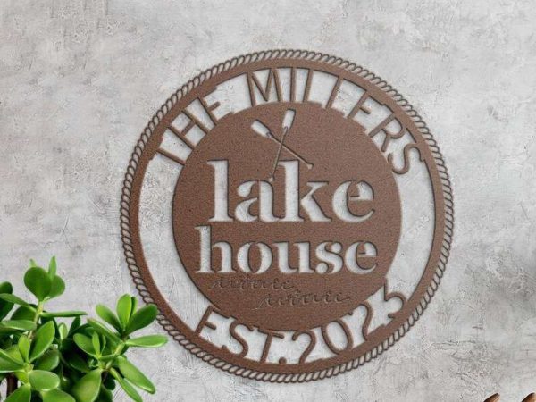 Personalized Lake House Sign Lakehouse Beach House Home Decor Custom Metal Sign