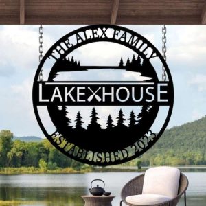 Personalized Lake House Sign Lakehouse Beach House Home Decor Custom Metal Sign 3