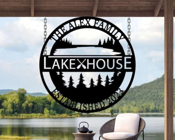 Personalized Lake House Sign Lakehouse Beach House Home Decor Custom Metal Sign