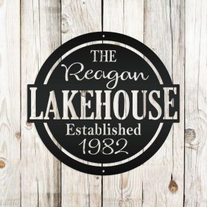 Personalized Lake House with Established Date Sign Beach House Home Decor Custom Metal Sign 1