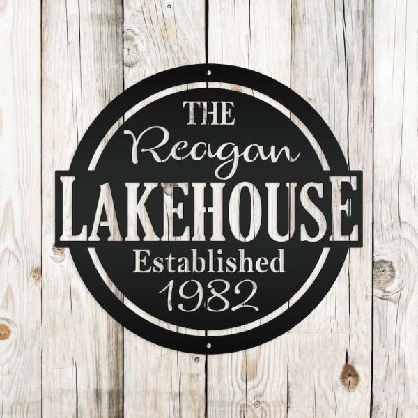 Personalized Lake House with Established Date Sign Beach House Home Decor Custom Metal Sign