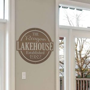 Personalized Lake House with Established Date Sign Beach House Home Decor Custom Metal Sign