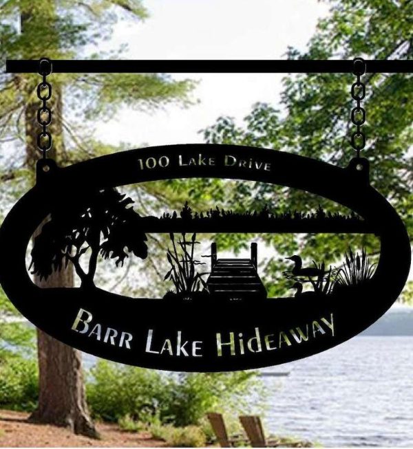 Personalized Lake Life Retreat Lake Dock Sign Lakehouse Beach House Home Decor Custom Metal Sign
