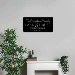 Personalized Lake Name Family Name Sign Lakehouse Beach House Home Decor Custom Metal Sign