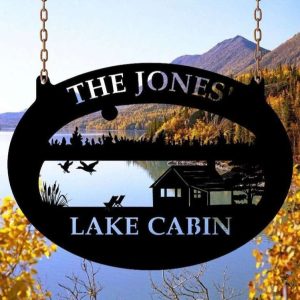 Personalized Lake Scene Flying Duck Sign Cabin Lakehouse Beach House Home Decor Custom Metal Sign 1