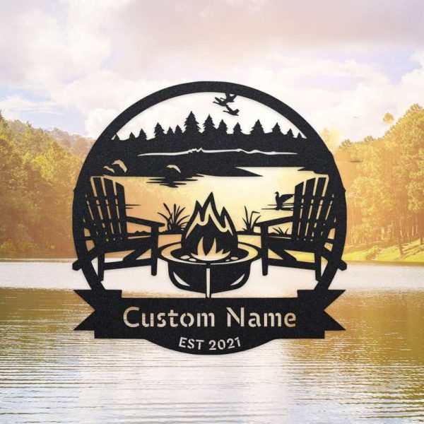 Personalized Lake Scene Lake Sign V1 Lakehouse Beach House Home Decor Custom Metal Sign