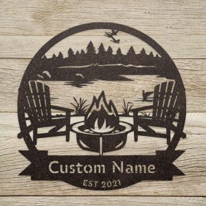 Personalized Lake Scene Lake Sign V1 Lakehouse Beach House Home Decor Custom Metal Sign