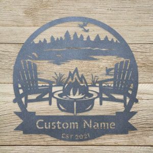 Personalized Lake Scene Lake Sign V1 Lakehouse Beach House Home Decor Custom Metal Sign 3